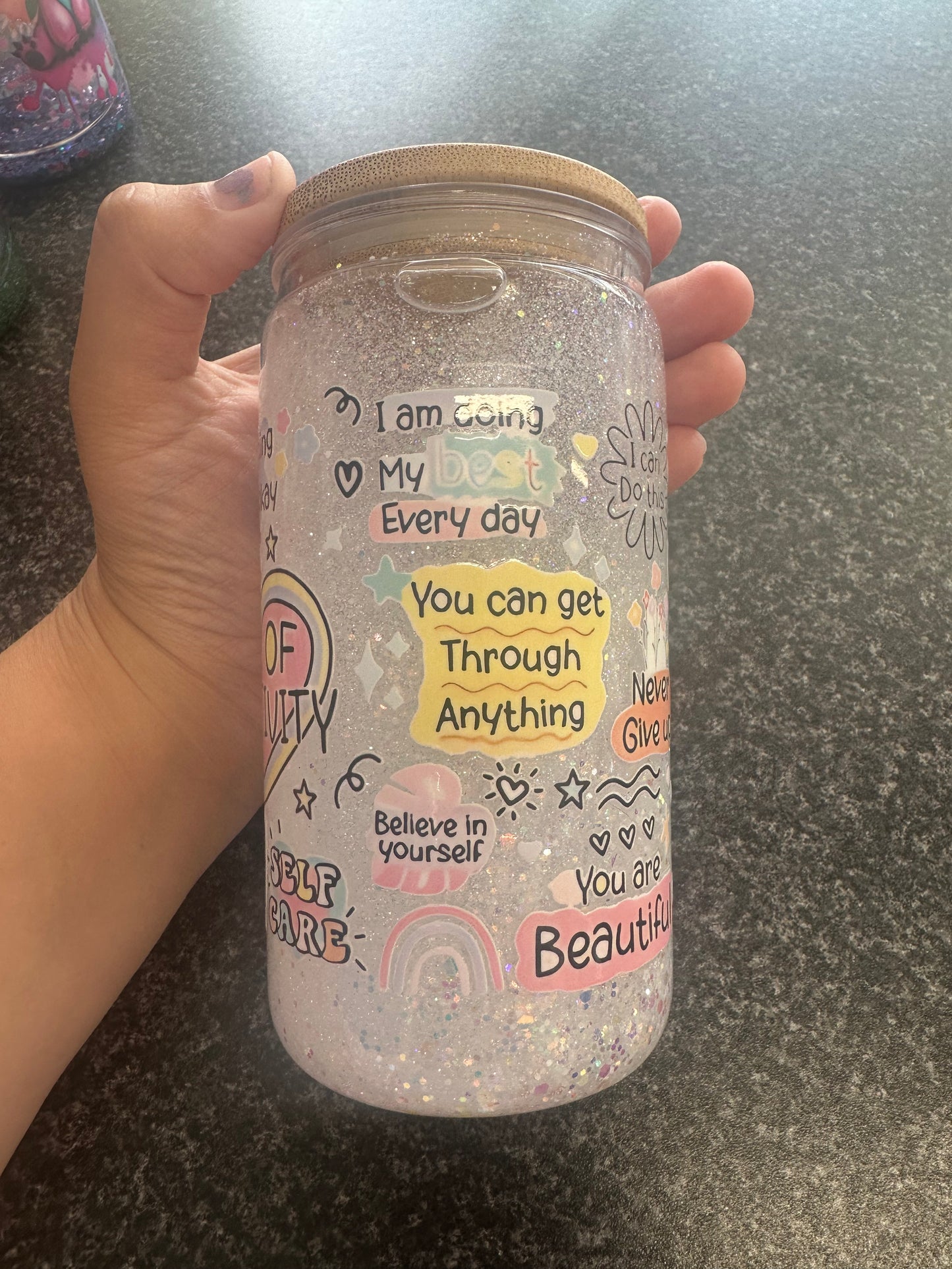 Stay Positive Snowglobe tumbler