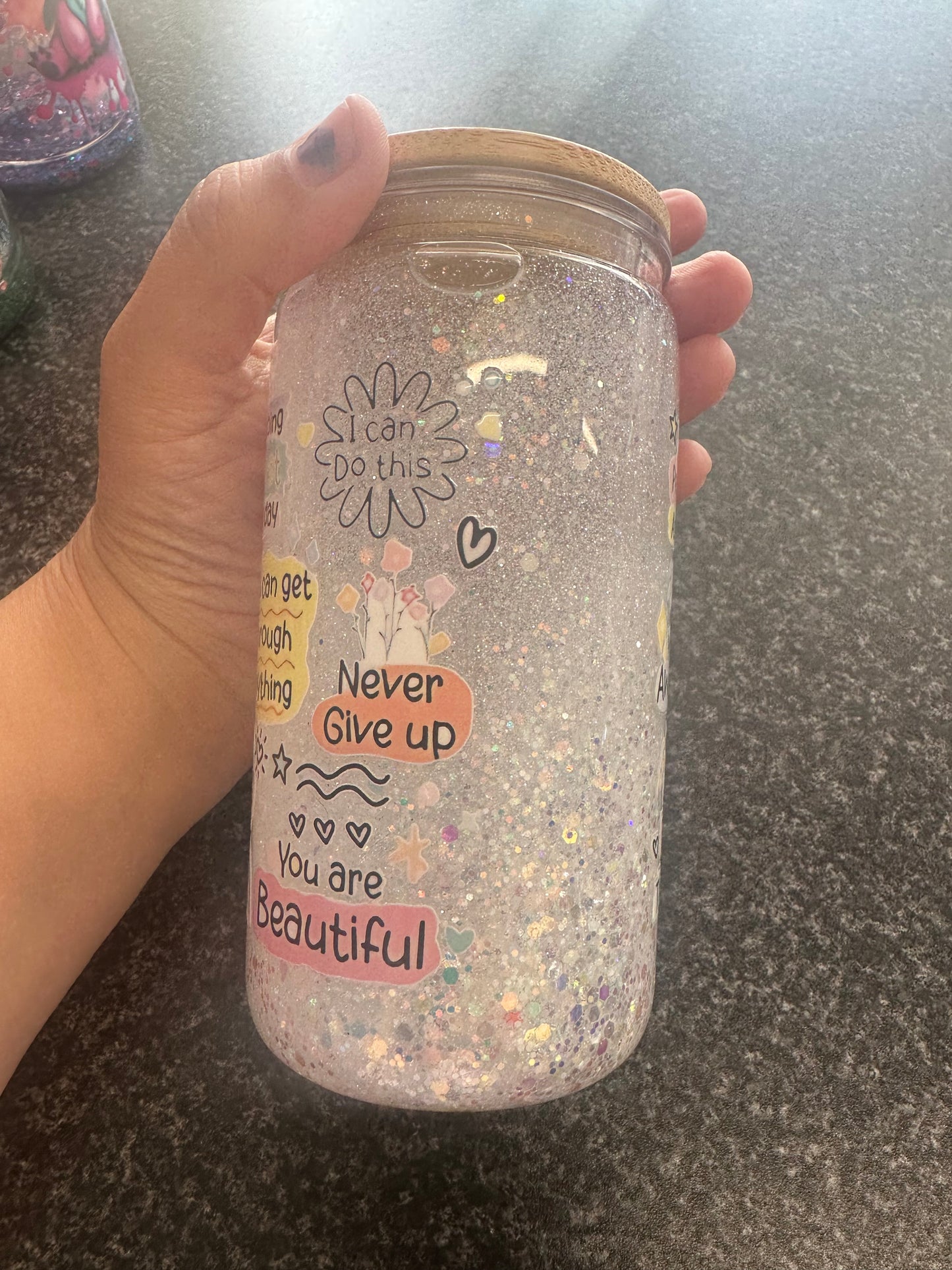 Stay Positive Snowglobe tumbler