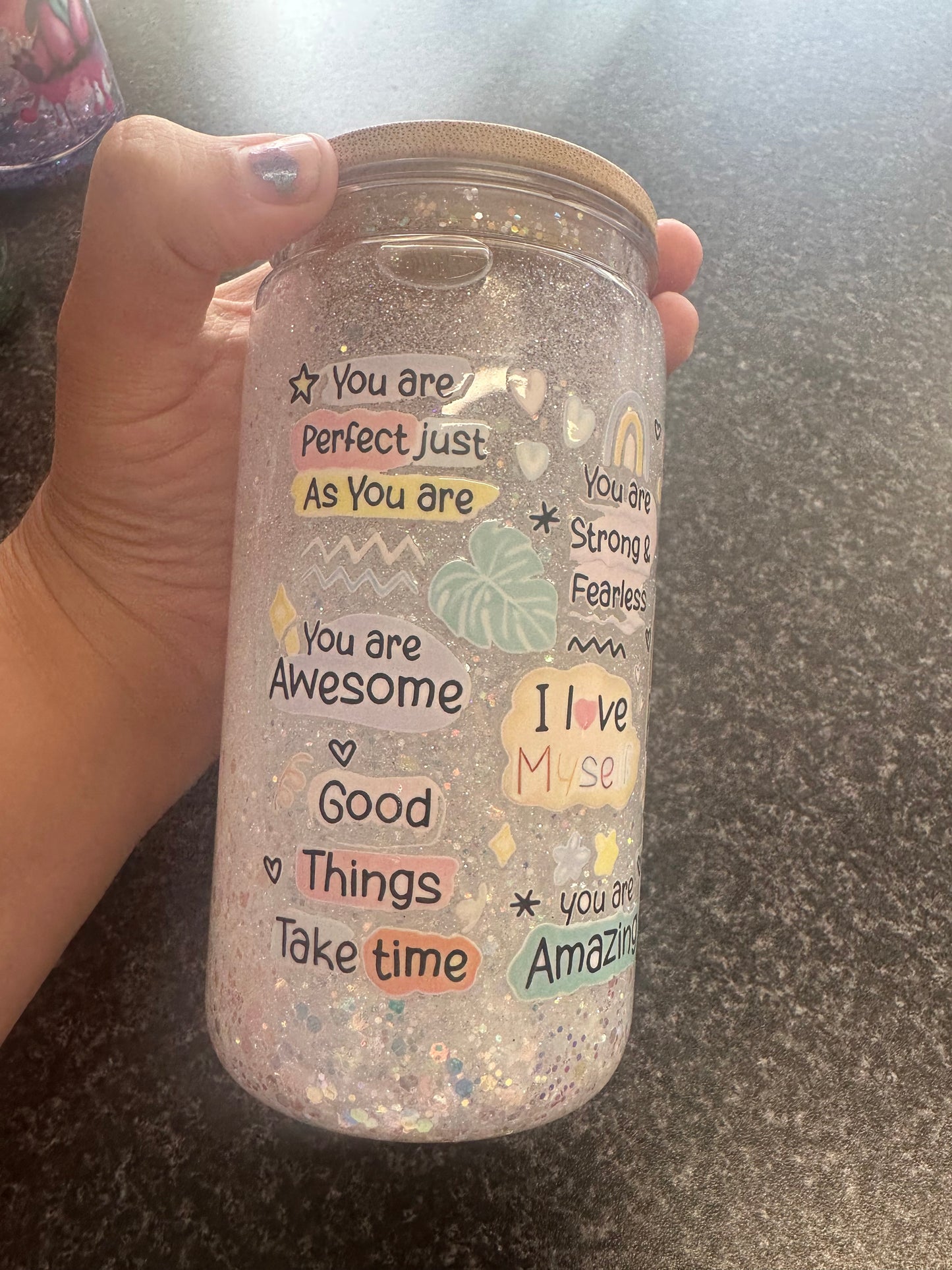 Stay Positive Snowglobe tumbler
