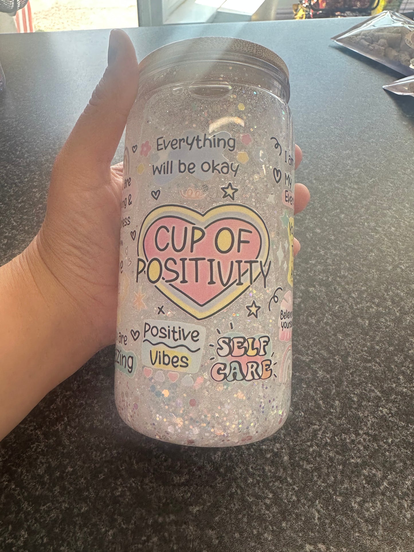 Stay Positive Snowglobe tumbler