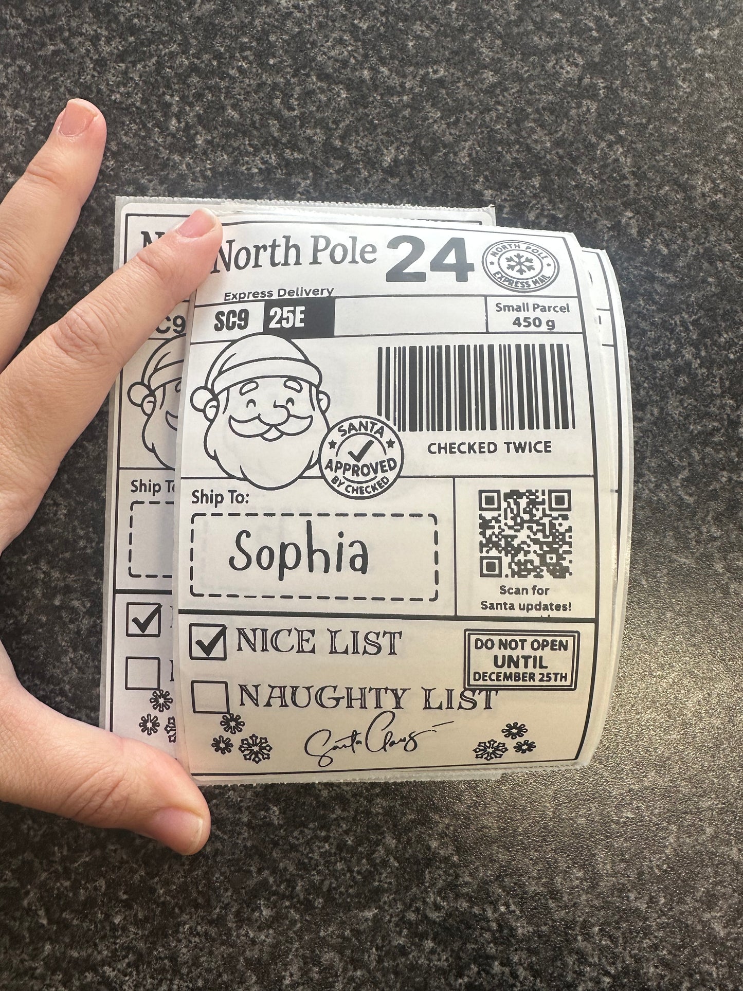 Santa nice or naughty label