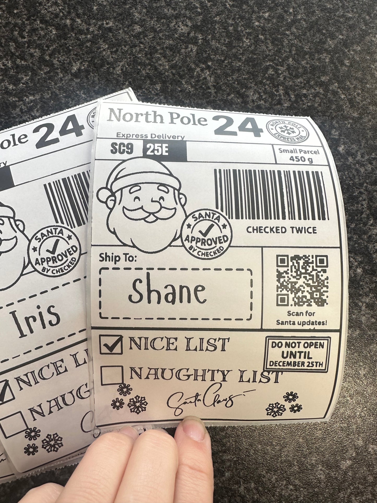 Santa nice or naughty label