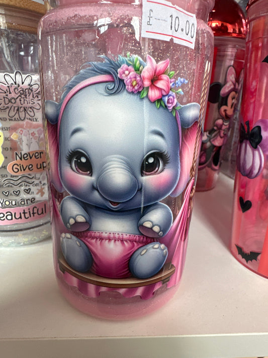 Pink Elephant Snowglobe Lava Tumbler