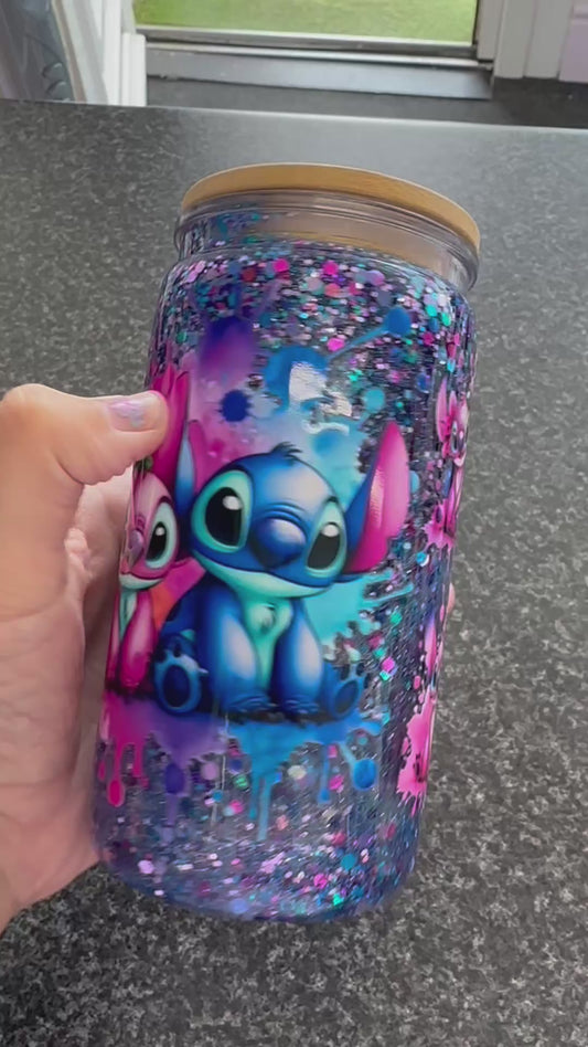 Stitch and Angel Snowglobe Tumbler